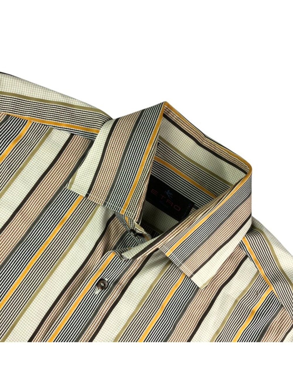 ETRO Men's Cotton L/S Dress Shirt Beige/Brown Stripe • Italy • Size 41